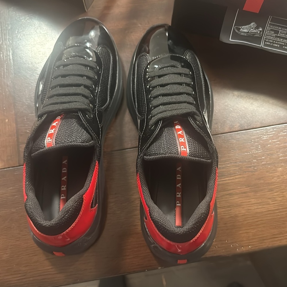 Prada Americas cup low-top sneakers-black and red